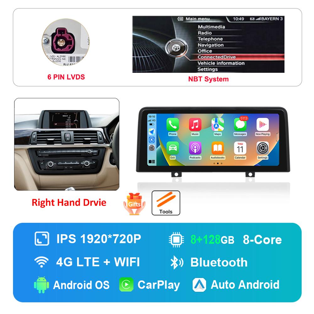 12.3 Inch Right Hand Drvie for BMW 3 4 Series F30 F31 F32 F33 F34 F36 NBT EVO System Android Car Radio Multimedia Player 4G WiFi