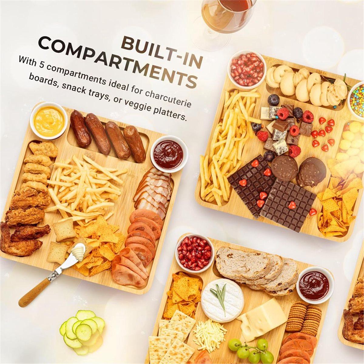 

Charcuterie Boards, Bamboo Charcuterie Board with Lid, Cheese Board with Buckle Locking, Sauce Grooves, Cutting Boards China Mainland