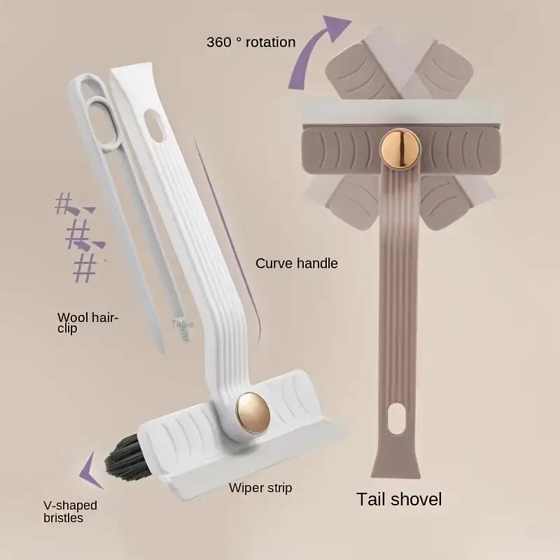 Multi-functional 4-in-1 Cleaning Brush with Rotating V-Type Head and Swivel Handle for Home, Kitchen, and Bathroom