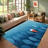 Blauer Fischmuster Wohnzimmerteppich Teppichmatte Heimdekoration Rutschfeste Bodenmatte Nordischer Stil Teppich Meereswelle Fischdesign