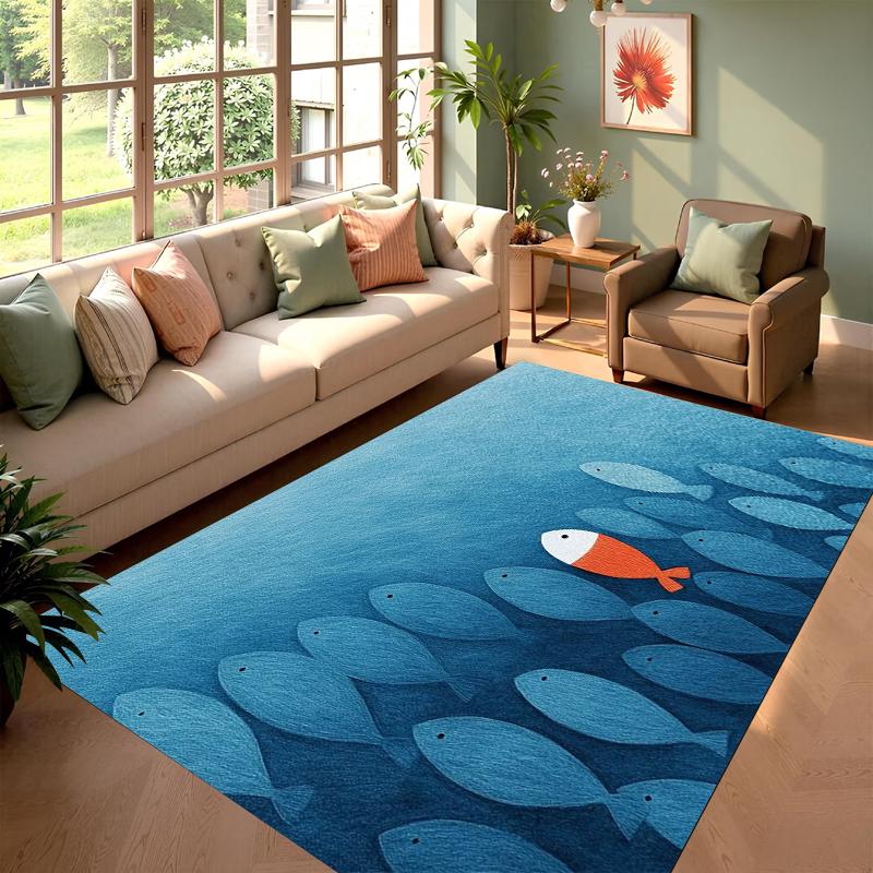 

Abstract Pattern Carpets Deep-sea Fish Schools Rug Live Room Floor Mat Home Decor Carpet Table Mat Kids Room Play Mat Rugs Gift 50X80CM