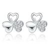 Sterling Silver Clover Temperament Zircon Stud Earrings High-End Love Earrings Women'S Simple Fashion Silver Jewelry