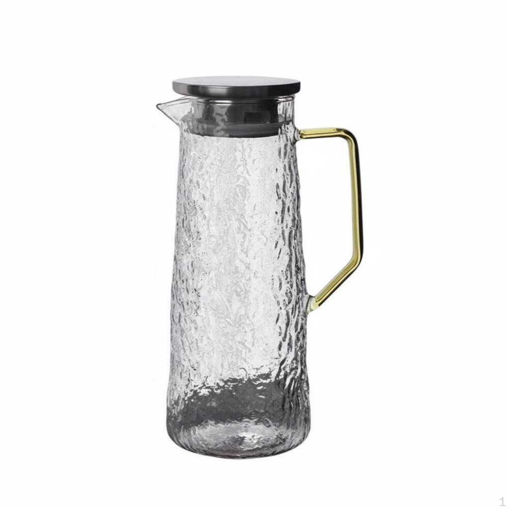 Hammered Glass Pitcher Large Capacity Borosilicate Tea Pot Heat Resistant Cold Water Jug
