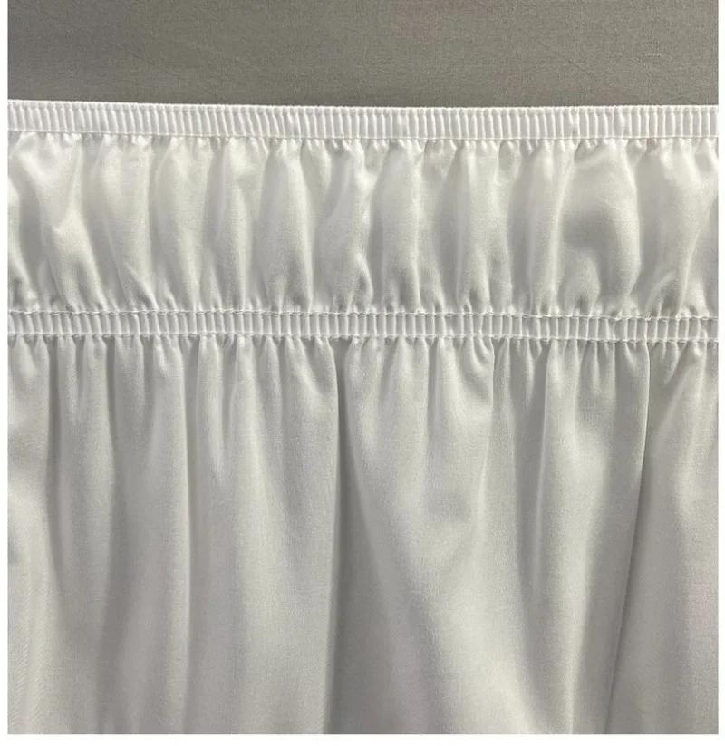 16 Inch White Double Layers Ruffles Queen Bed Skirts Drop With Sturdy Elastic Wrap Around Easy Install Soft Fabric