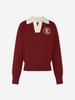 LORDLOAR Signature Color Block Collar Long Sleeve Knit Burgundy