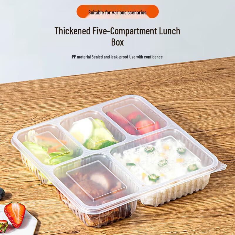 BOUSSAC 1500ml 5-Compartment Disposable Lunch Box with Lid