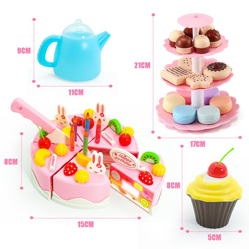Girl Toy Cake DIY Minature Food Simulation Pretend Play Kitchen Set Tea Kid Cut Game Education Children Toys For 3 Year Birthday