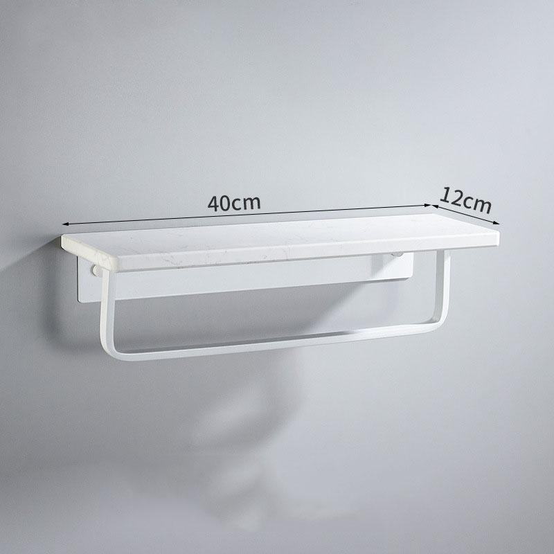 Black/White Marble Bathroom Shelf Wall-mounted Bathroom Storage Rack Aluminum Shower Stand With Rod Bathroom Accessory