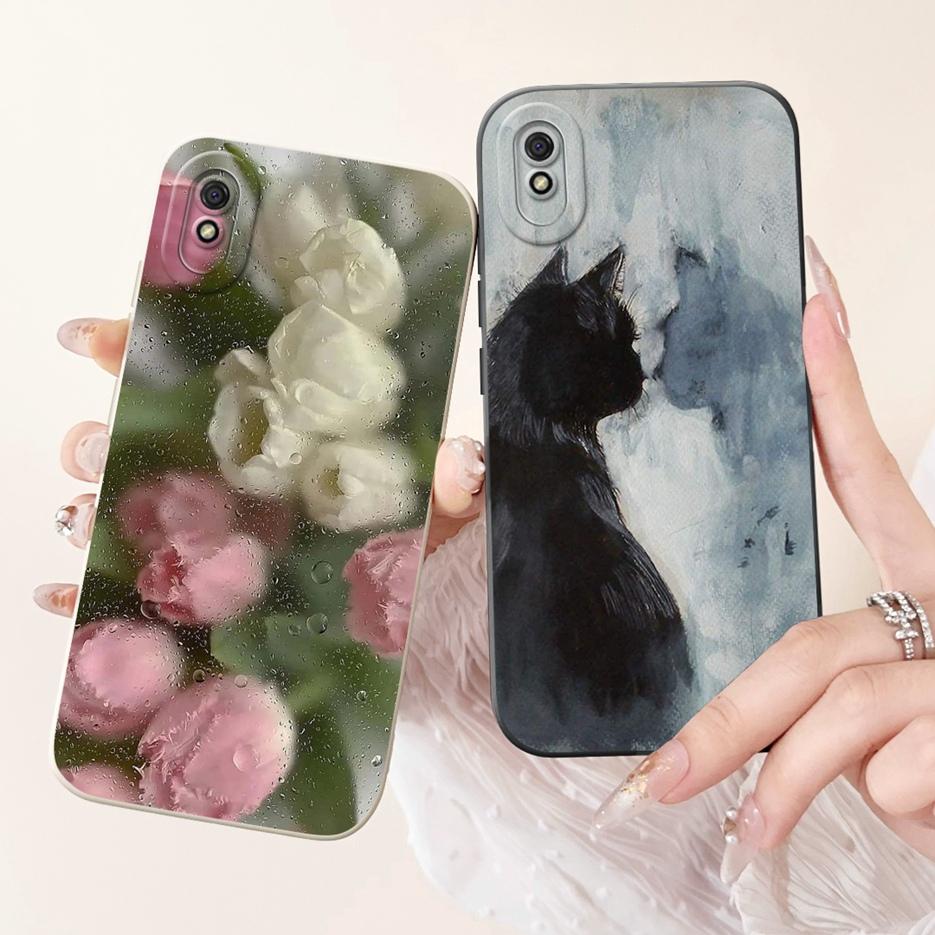 For Xiaomi Redmi 9A Case Luxury Flowers Candy Painted Cover 6.53'' Soft Silicone Phone Case For Redmi 9AT 9A Redmi9A Fundas Capa