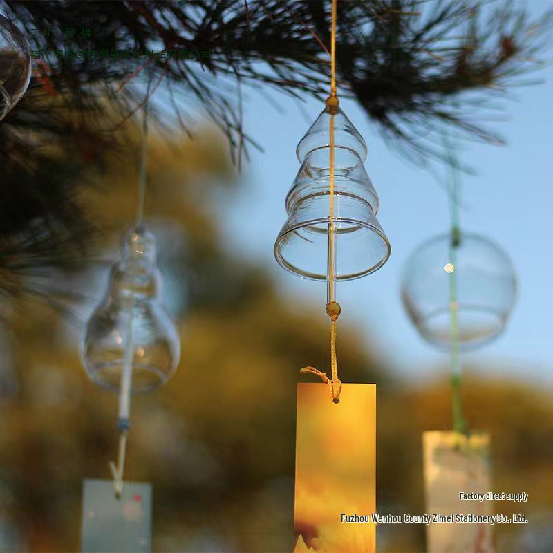 Cherry Blossom Glass Wind Chime - DIY Transparent Hanging Ornament