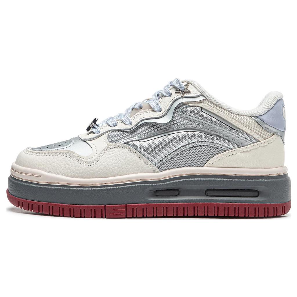 New LiNing Future C1 Abrasion Resistant Low Top Skateboard Shoes Women's White Silver AGCT500-2