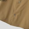 INCERUN Plus Size Men Collarless Long Sleeve Buttons Down Casual Loose Oversized Shirts