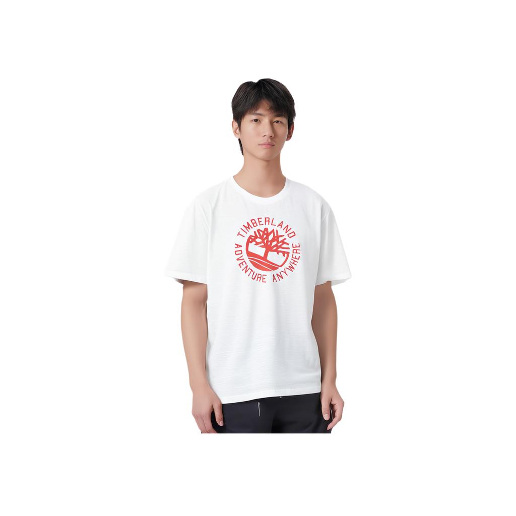 Timberland Loose Fit Fashion Outdoor Sports Commuting Crew Neck Short Sleeve Raglan T-Shirt Men Tops White A2Q4A100