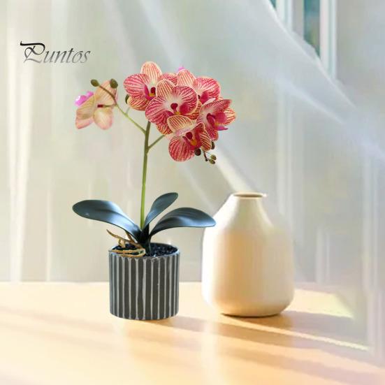 Yapay Saksı Bitkisi Sahte Güve Orkide Bonsai Masaüstü Yapay Saksı Phalaenopsis Çiçekleri Ev Yemek Masası Ofis Masası Dekorasyonu