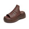 2026 Sommer Neu Echtes Leder Plateau Clogs Sandalen Damen Ausgeschnitten Fischmaul Mules Bequem Dicke Sohle Freizeitschuhe