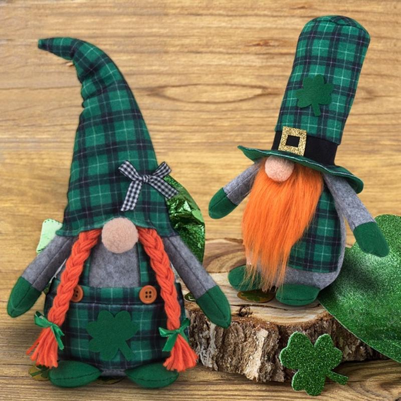 Patricks Day Gnome Standing Irish Faceless Doll Plush Decorations Handmade Party Decor for Kids Gift Desktop Ornaments