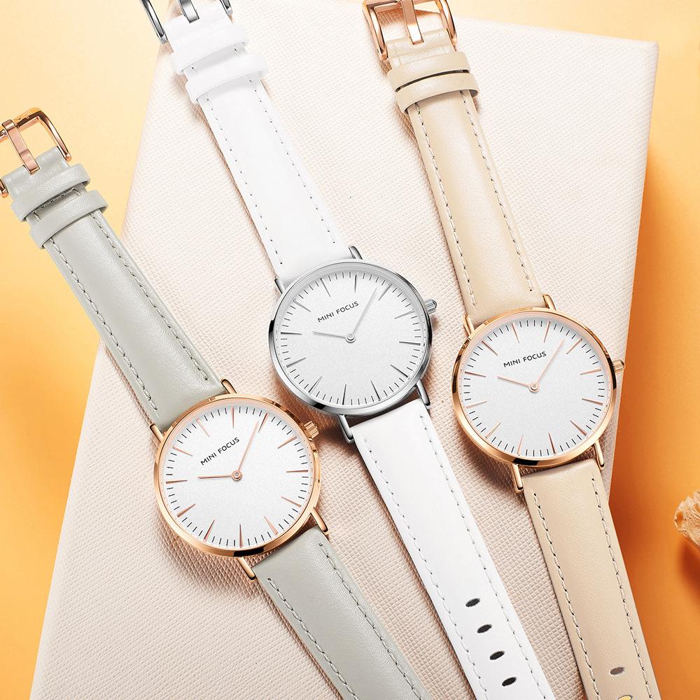 Ultra-thin Fashionable Japanese Movement Waterproof Genuine Leather Strap Women's Watch