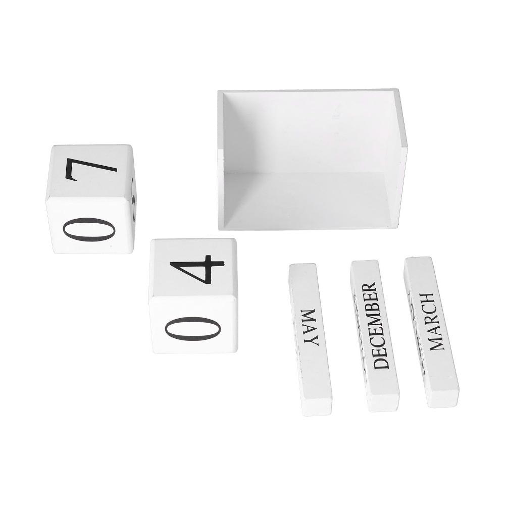 6pcs Month Desk Calendar Blocks Date Perpetual Desk Calendar Wooden Block Calendar Classroom Use