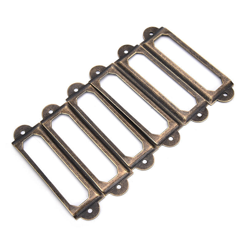50 X Rám Zásuvka Box Pouzdro Skříňka Držáky Štítků na Karty 60X17Mm Staromosaz,