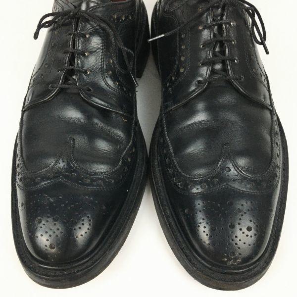 FLORSHEIM Imperial Kenmoor Long Wingtip Black Size 9.5D / 27.0-27.5cm Vintage(USED)
