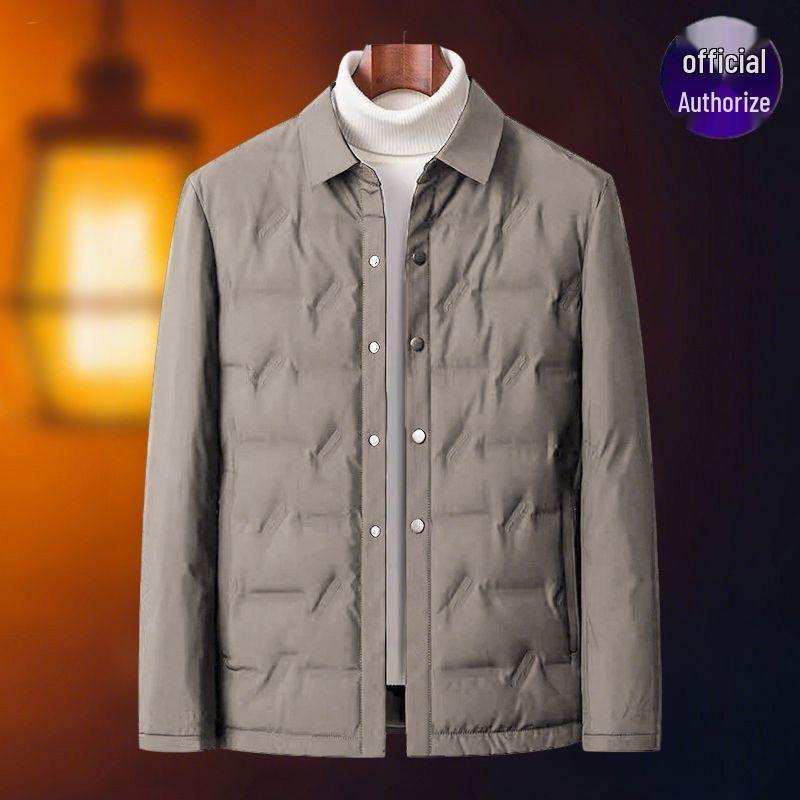

Men s Ultra-Light Down Jacket - Casual Business Winter Coat with Lapel for Dad 185/100A кавовий