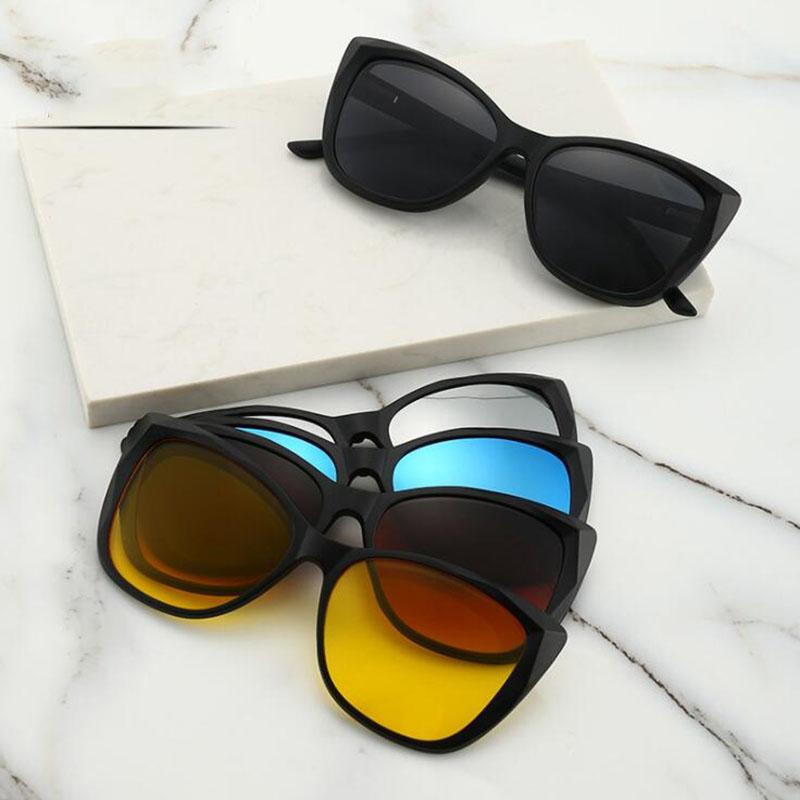 2328 Magnet Clip Cat Eyes Myopia Glasses 0 -0.5 -1.0 -2.0 To -6.0  Hyperopia Sunglasses +0.5 +1.0 +2.0 To +6