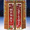 Christmas Porch Banners Merry Christmas Banner Sign - Christmas Front Porch Door Decorations - Outdoor Xmas Decor - Red Merry Christmas Sign For City