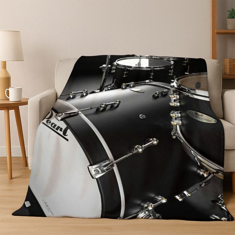 Drum Kit Drum Set Music Instruments Flannel Blanket Soft Warm Throw Blanket for Bedroom Living Room Bed Travel Camping Picnic