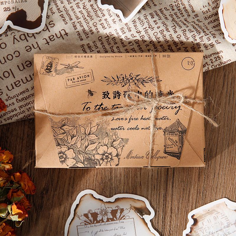 Mu Ran Romantic Handwritten Greeting Card - Decorative Postcard Journal