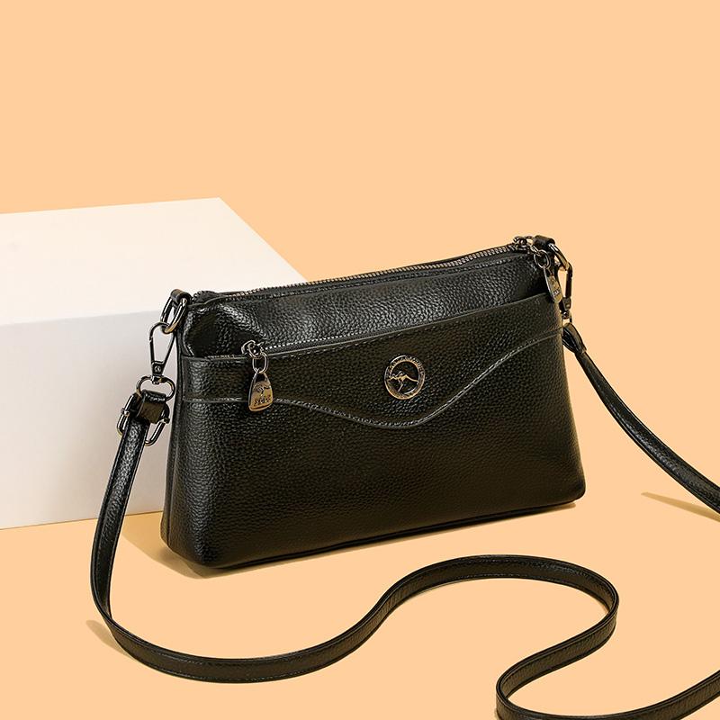 Elegant Crossbody Bag with Textured Finish and Dual Zip Pockets