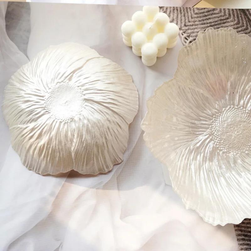 

Скандинавский стиль современная простая стеклянная перламутровая тарелка для дома цветы закуски фрукты перламутровая белая чайная тарелка