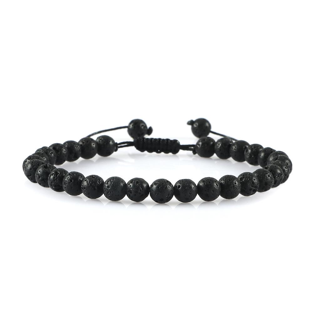 Verstellbares Lavastein-Perlenarmband - Kreative Unifarbene Serie