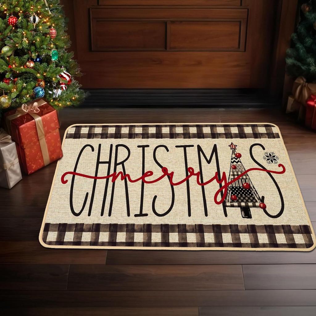 Merry Christmas Santa Claus Welcome Carpet Party Living Room Sofa Bedroom Bedside Study Entrance Door Rug Non-slip Decor Mat