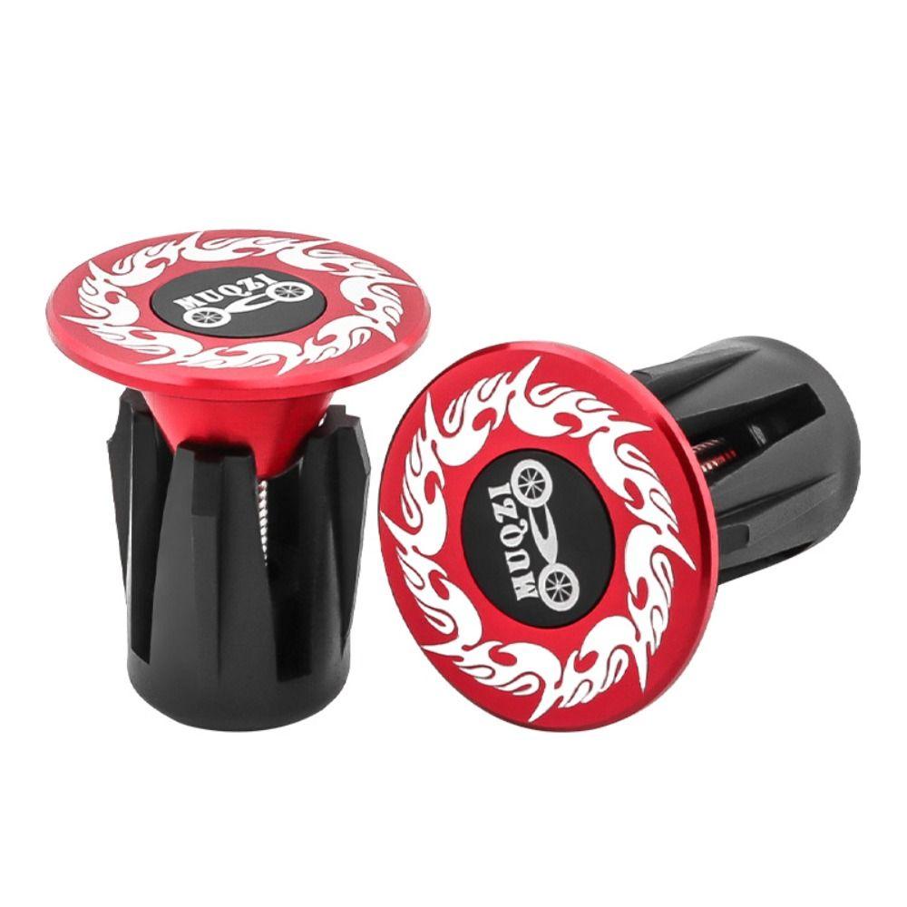 1 Pair Universal Bike Handlebar Plugs Flame Pattern Handlebar Grip End Plugs  Folding Bicycle