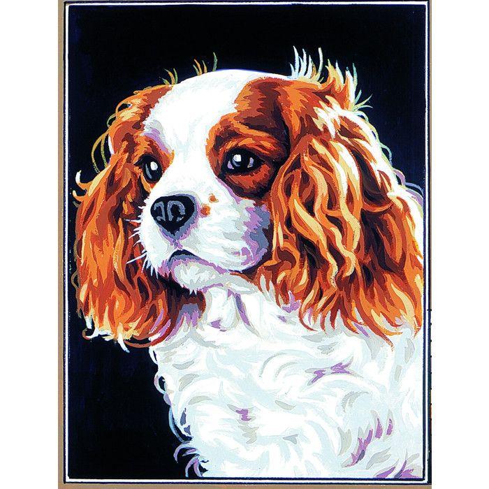 Canevas - MARGOT - Pénélope Antique - Le cavalier King Charles - 30x40cm - Fabriqué en France