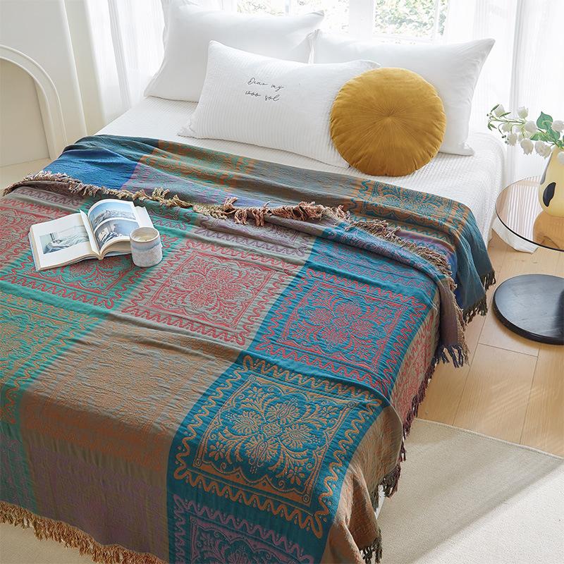 Multi-layer Cotton Gauze Throw Blanket Machine Washable Towel Quilt Summer Sofa Office Nap Air Conditioning Cover Blanket Household Sofa Towel