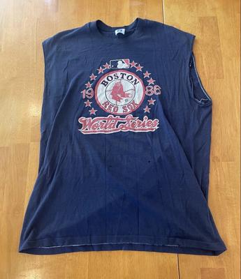 Vintage 1986 Boston Red Sox World Series T-shirt Logo 7 Chopped Sleeves