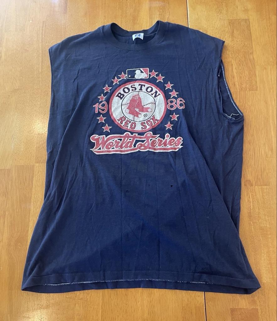 Vintage 1986 Boston Red Sox World Series T-shirt Logo 7 Chopped Sleeves