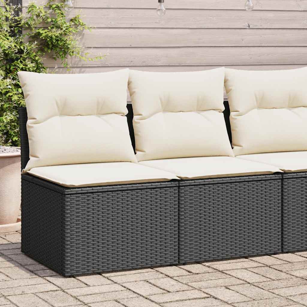 Vidaxl 2-Cz. Furniture Set With Cushions, Black, Poly Rattan And Acacia
