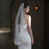 Xinmeiji Women's White Lace Edge Bridal Veil, European & American Style, Single Layer, Wedding & Travel Headpiece V683-1