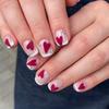 Pack Of 24 Artificial Nail Featuring 3D Textured Glitters Hearts French Design For Home Nail Art Multiple Sizes Included