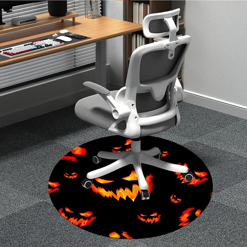 1pc Pumpkin Halloween Office Round Area Rug, Indoor Mat Suitable For Office, Under Office Chairs Bedroom Living Room Home Decor, Room Deco