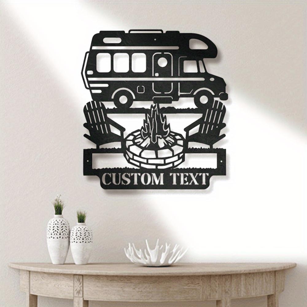 Exclusive Custom Metal Nameplate for Truck Campers Personalized Campfire Motif Art Durable Stylish Home Outdoor Decor