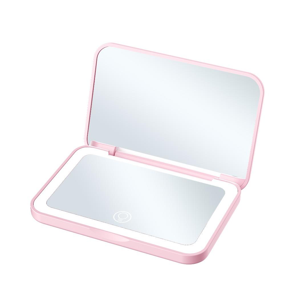 Mini Folding Makeup Mirror Portable 3 Color Lighting Aesthetic Vanity Mirrors Magnifying Touch Screen LED Light Desktop Mirror