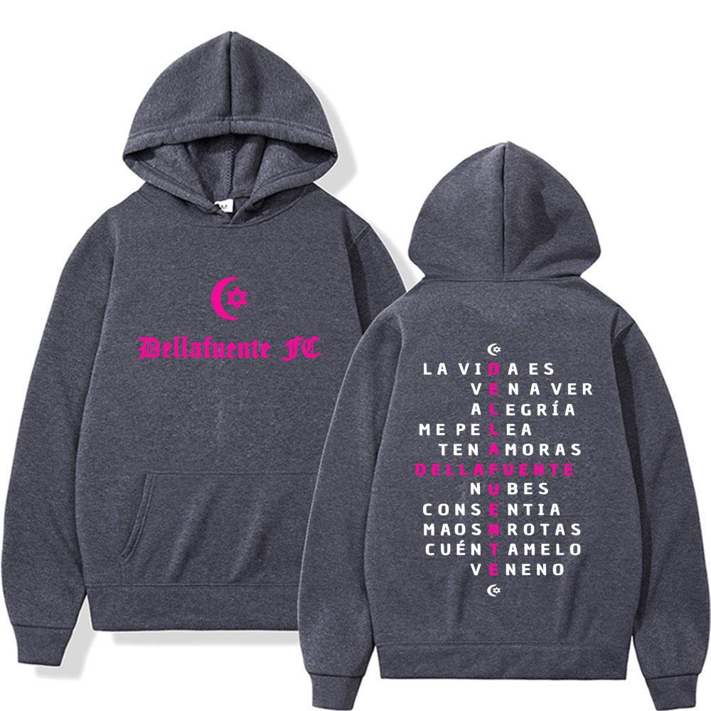 Rapper Dellafuente Double Sided Printed Hoodie Men Women Gothic Fashion Hip Hop Street Sweatshirt Tops Oversized Fleece Hoodies