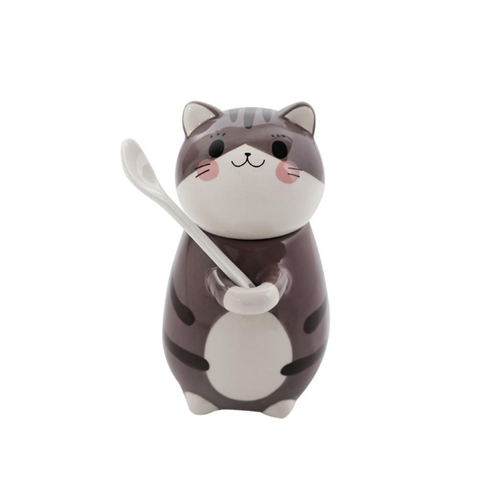 Capped Mug Cat Coffee Mug With Spoon Coffee Pots Cute Milk Tea Cups  Water