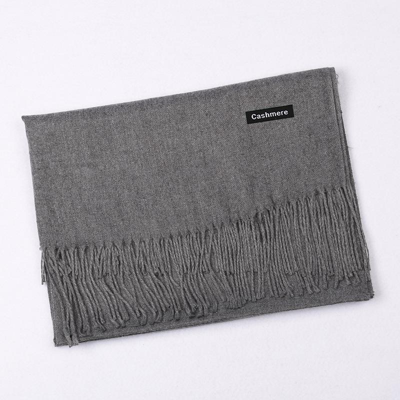 Solid Color Cashmere Scarf Women'S Autumn And Winter Explosion 220G Classic Light Board Monochrome Tassel Versatile Warm Shawl Gift