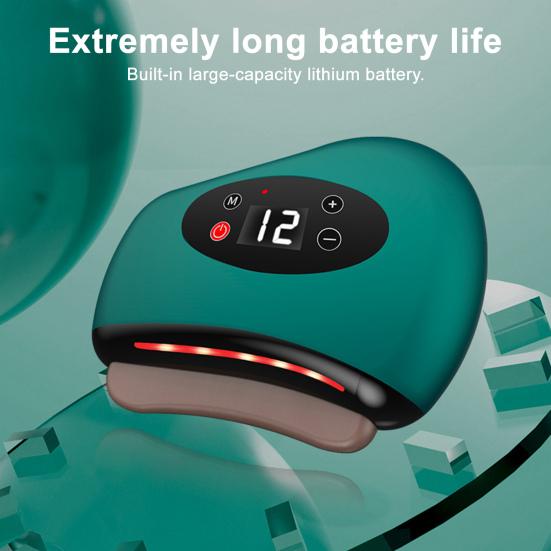 Electric Gua Sha Device 9/12 Vibration Levels Adjustable Heated Face Massager Red Light Therapy Facial Neck Arm Leg Body Guasha Tool with Heat