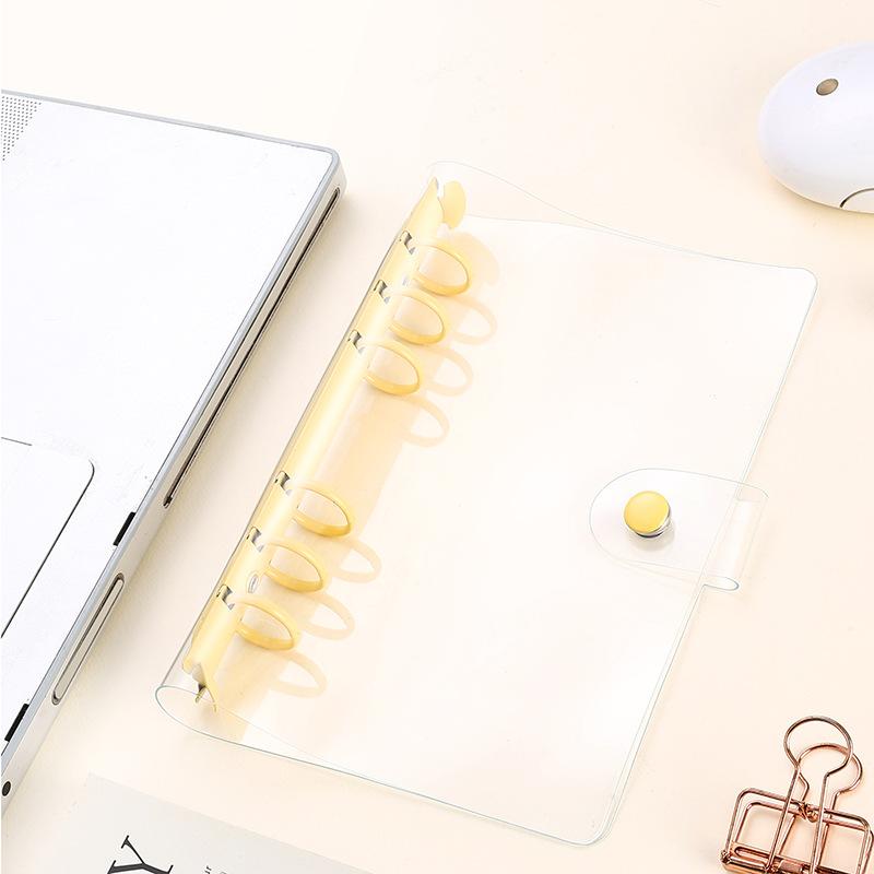 Lightweight Pvc Loose-Leaf Shell 6 Holes A6 Transparent Loose-Leaf Shell, Color Clip, Simple Candy Color Album Shell