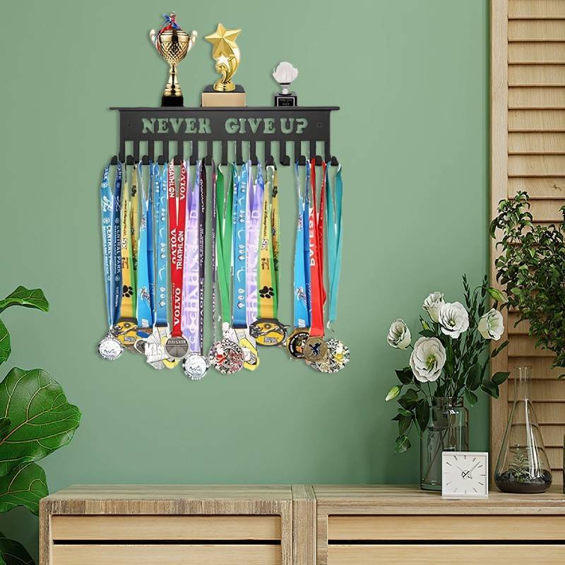 Metal Award Display Shelf With Wall Hook For Trophy And Medal Organization In Offices
